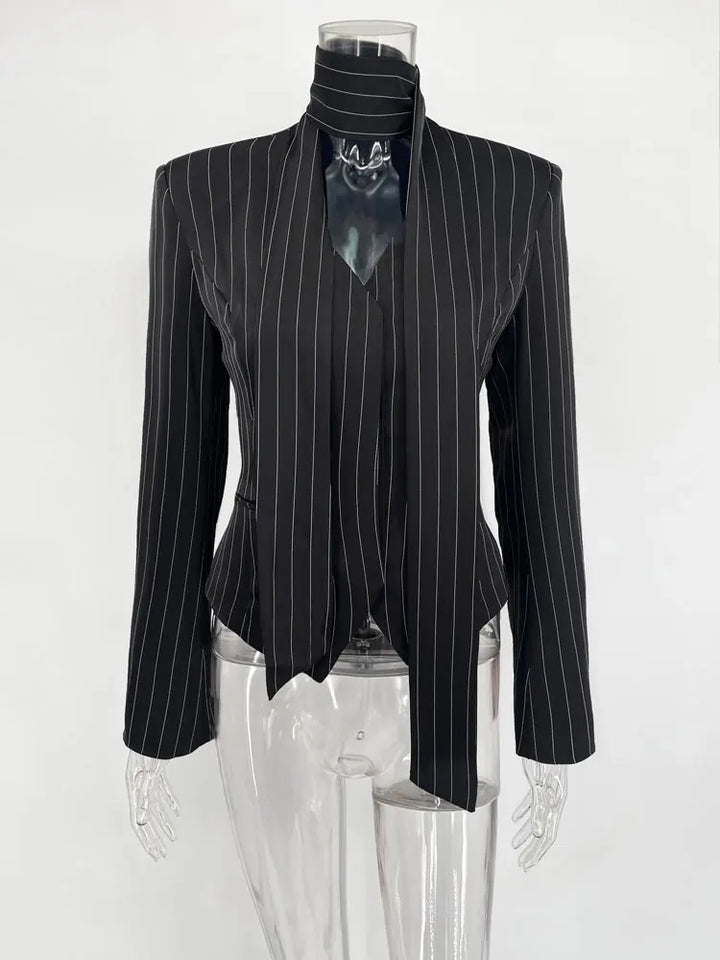 LUXURY V-NECK STRIPED COAT