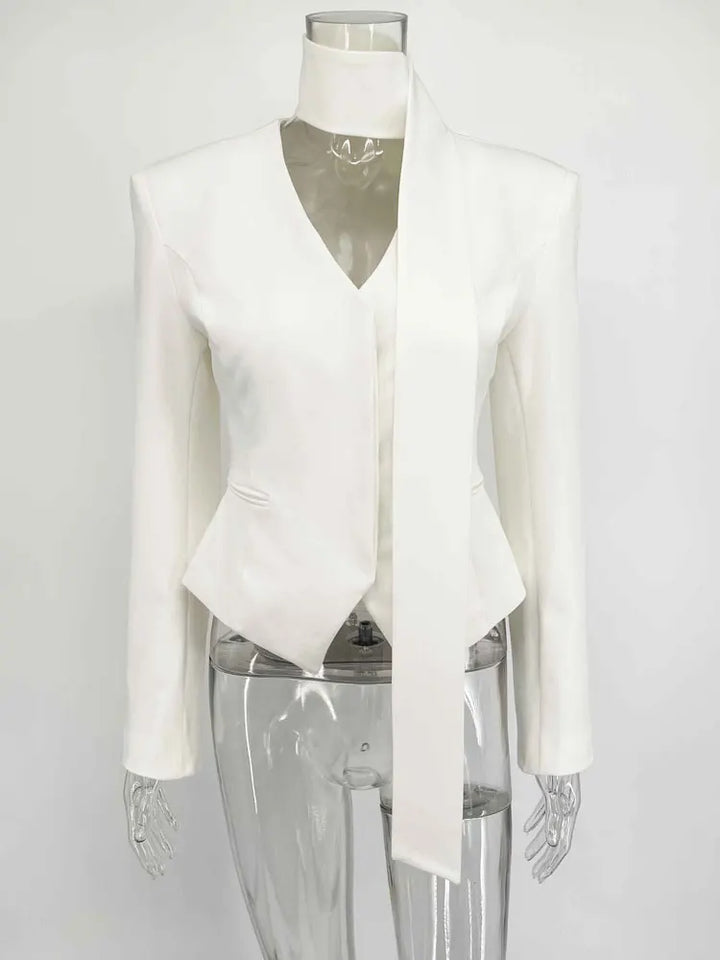 LUXURY V-NECK STRIPED COAT